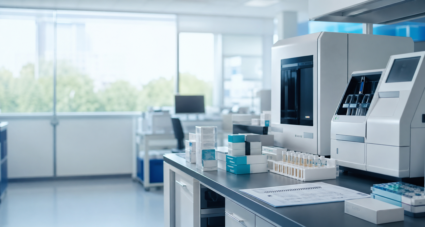 Ambiente tecnico diagnostico non brandizzato con apparecchiature e consumabili